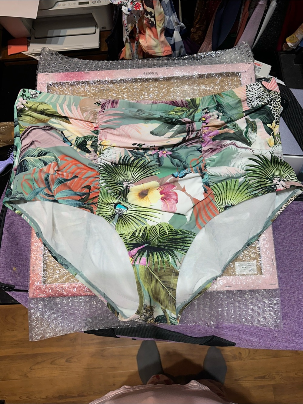 torrid Tropical Floral High-Waist Swim Briefs — Green, Pink, Yellow